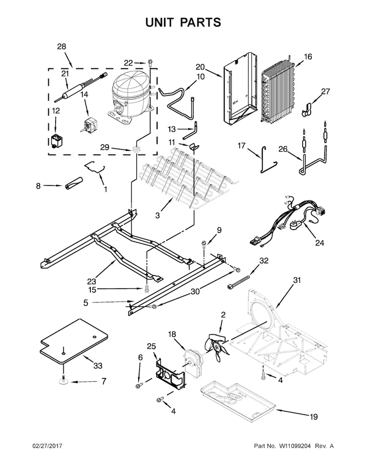 Unit Parts Diagram and Parts List for ASI2575FRB00  Amana Refrigerator