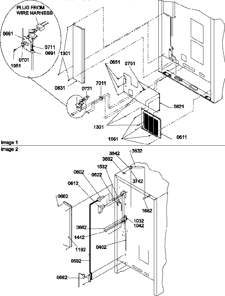 Cabinet Back Diagram and Parts List for TR18TE-P1303101WE  Amana Refrigerator