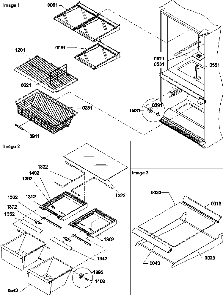 Shelving Assemblies Diagram and Parts List for BH20S5W-P1196503WW  Amana Refrigerator