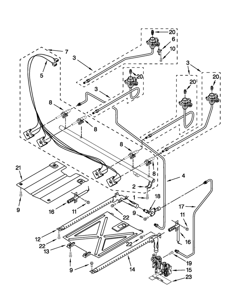 Manifold Parts Diagram and Parts List for AGR5844VDS4  Amana Range