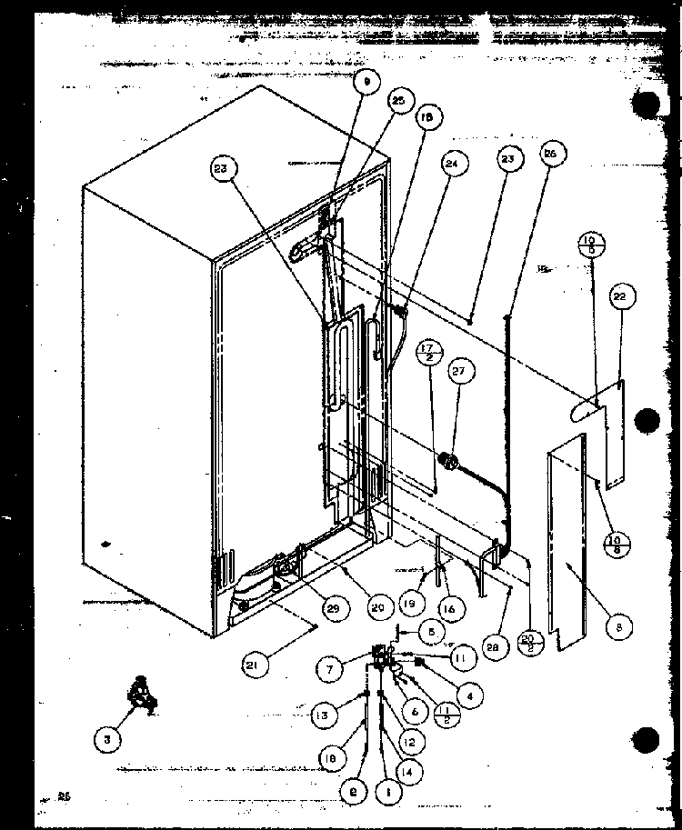 Cabinet Back Diagram and Parts List for SZD27MPL-P1124303WL  Amana Refrigerator