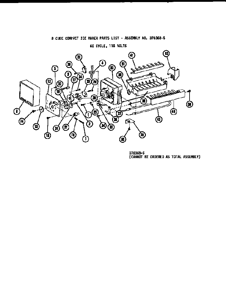 8 Cube Compact Ice Maker Parts List Diagram and Parts List for TM14F-P75658-2W  Amana Refrigerator