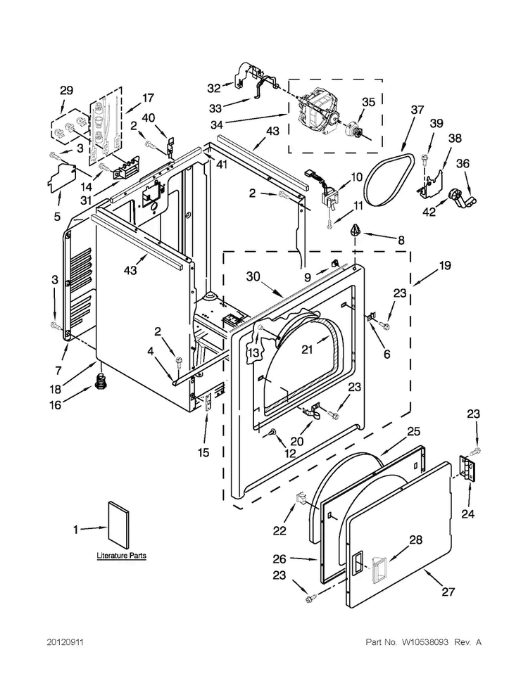 Cabinet Parts Diagram and Parts List for MEDC200XW2  Maytag Dryer
