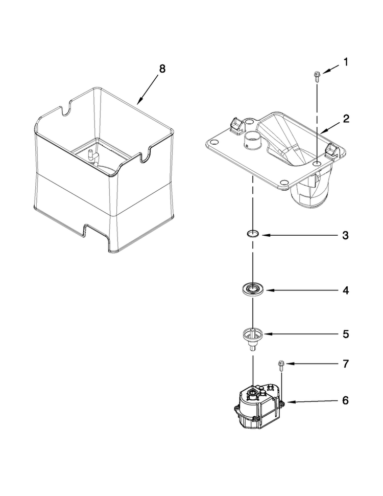 Motor And Ice Container Parts Diagram and Parts List for MFT2672AEW10  Maytag Refrigerator