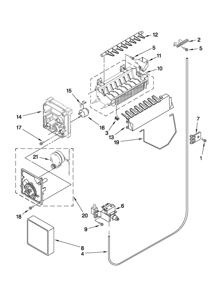 Icemaker Parts Diagram and Parts List for MSD2578VEW00  Maytag Refrigerator