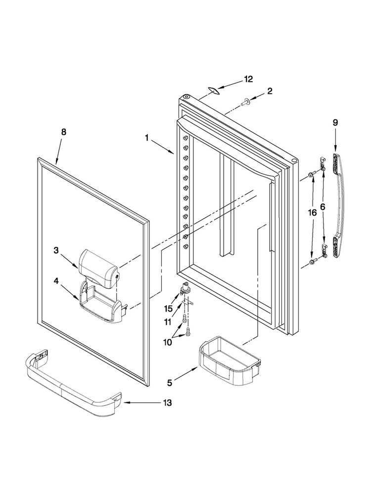 Refrigerator Door Parts Diagram and Parts List for MBF1958XES2  Maytag Refrigerator