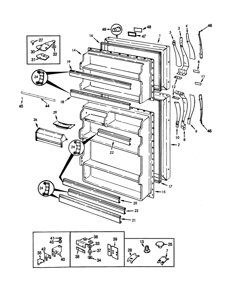 Doors Diagram and Parts List for RB17KA-0AL-BG24A  Magic Chef Refrigerator