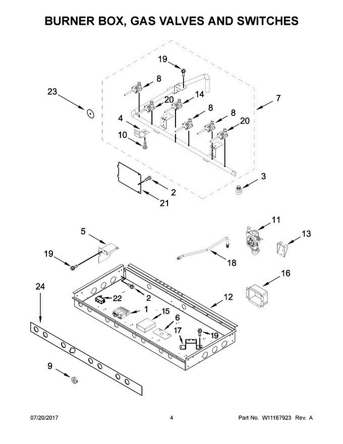 03 - Burner Box, Gas Valves And Switches Diagram and Parts List for JLRP436WP01  Jenn-Air Range