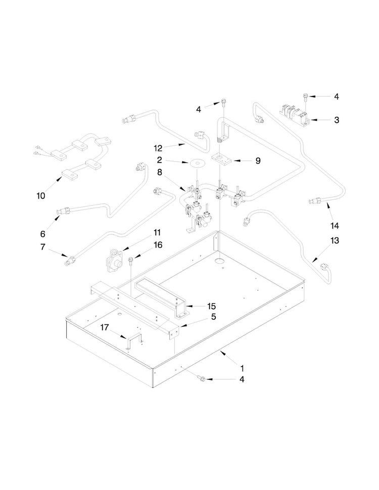 Burner Box, Gas Valves And Switch Parts Diagram and Parts List for AGC6356KFB00  Amana Cooktop