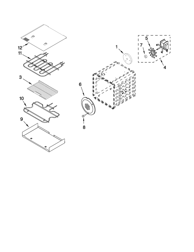 18" Internal Oven Parts Diagram and Parts List for YJDRP548WP00  Jenn-Air Range