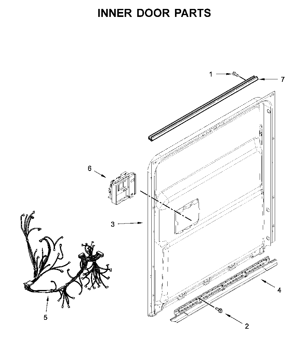 Inner door parts Diagram and Parts List for MDB7979SHZ1  Maytag Dishwasher