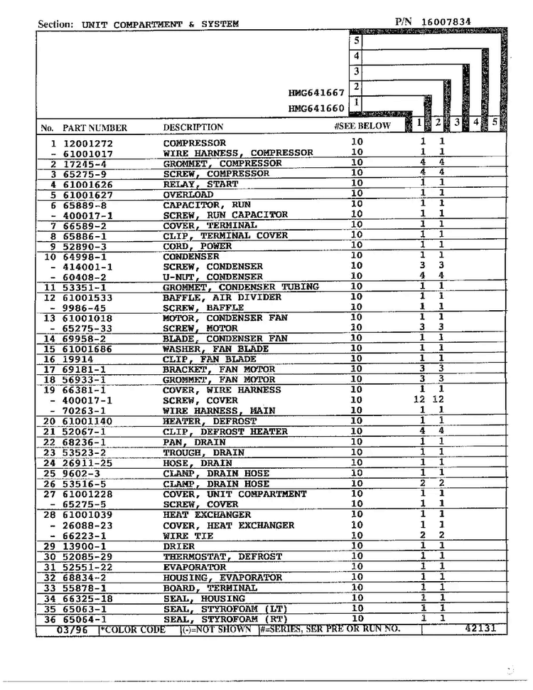 Unit Compartment And System Page 2 Diagram and Parts List for HMG-641670  Admiral Refrigerator