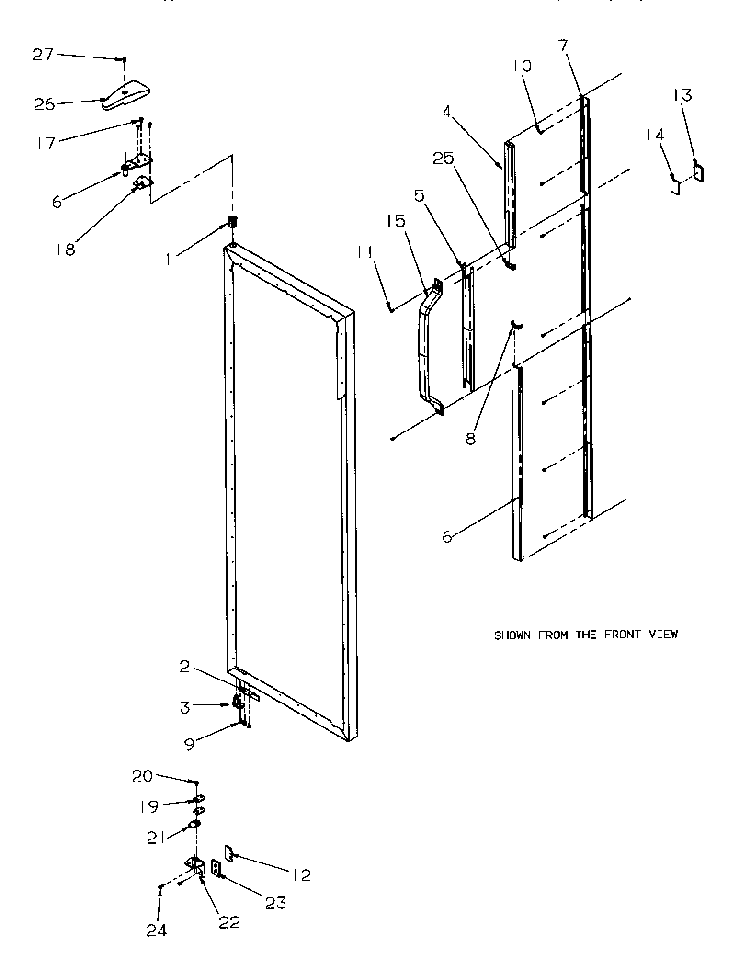 Refrigerator Door Hinge And Trim Diagram and Parts List for SG521SBL-P1197001WL  Amana Refrigerator