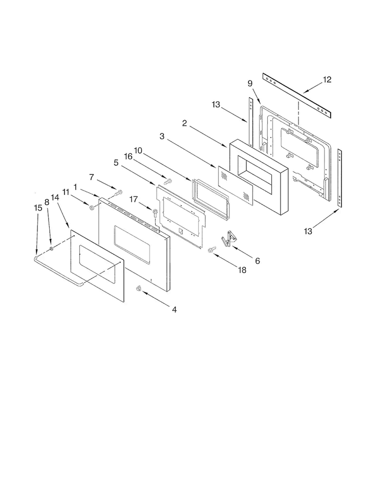 Lower Oven Door Diagram and Parts List for CWE5800ACB25  Maytag Wall Oven