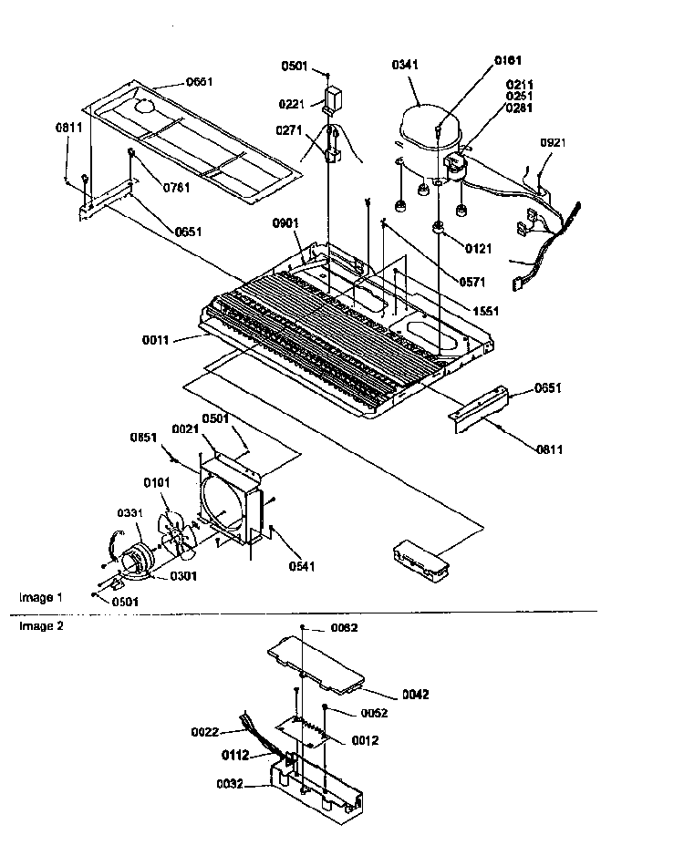 Machine Compartment Diagram and Parts List for SRD27SE-P1190329WE  Amana Refrigerator