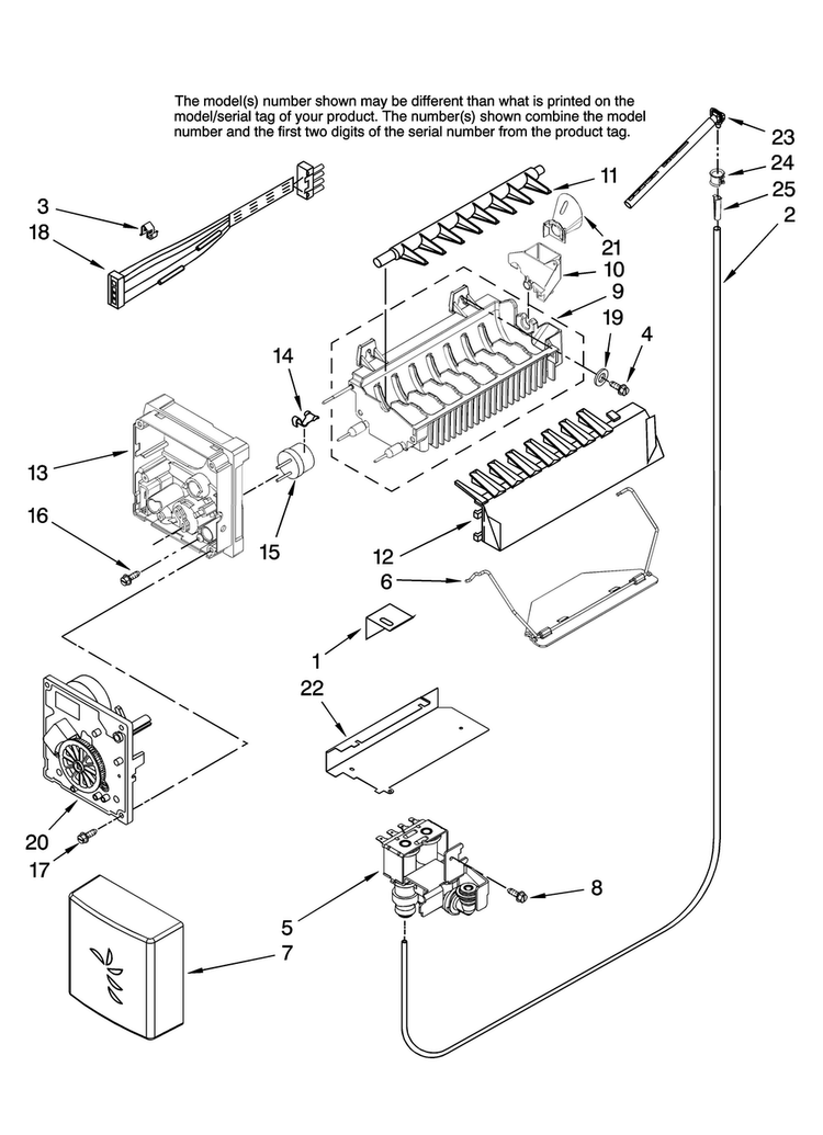 Icemaker Parts Diagram and Parts List for RS495111  Maytag Refrigerator