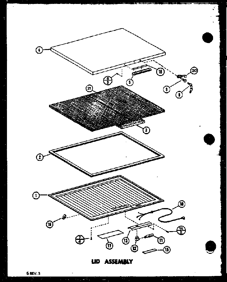 Lid Assembly Diagram and Parts List for C15B2L P7398046WL Amana Freezer