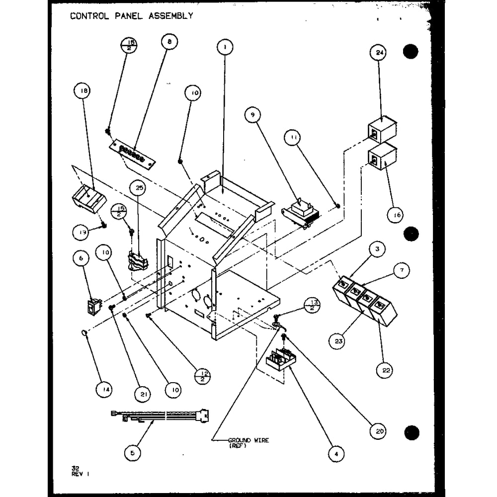 Control Panel Assembly 3 Diagram and Parts List for PTC07300ER P9812501R Amana Air Conditioner