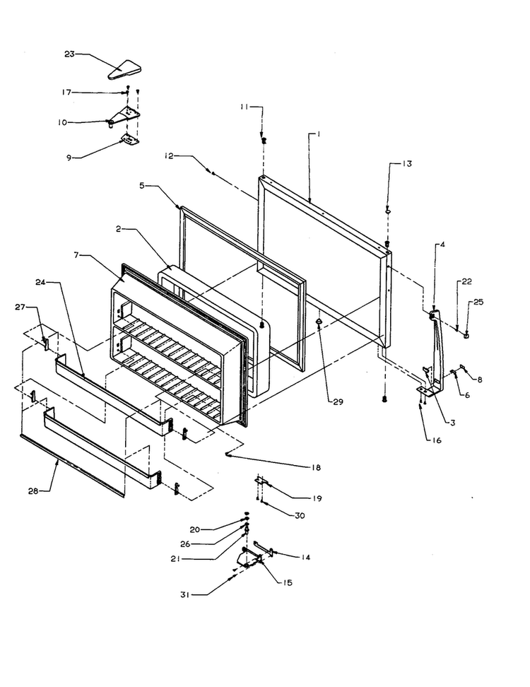 Freezer Door Txi/tx21a3 Diagram and Parts List for TC18A3-P1181812W  Amana Refrigerator