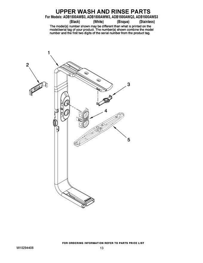 10 - Upper Wash And Rinse Parts Diagram and Parts List for ADB1500AWS3  Amana Dishwasher