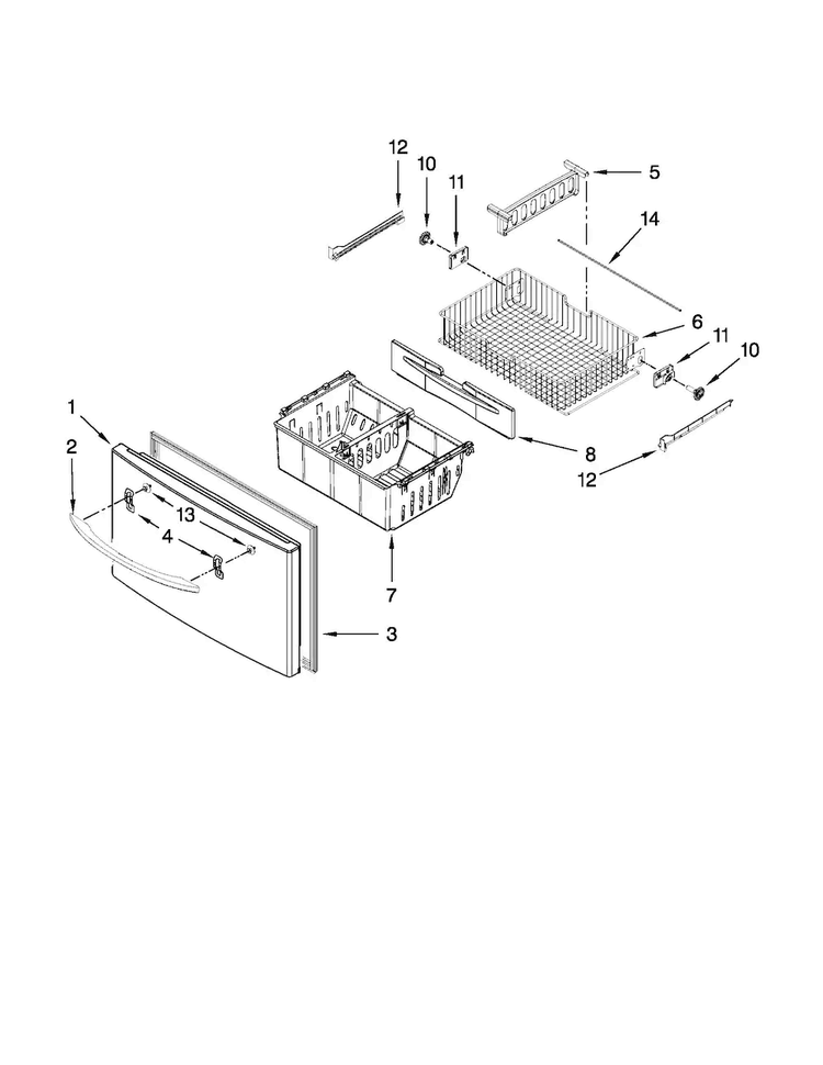 Freezer Door Parts Diagram and Parts List for MFI2670XEB0  Maytag Refrigerator