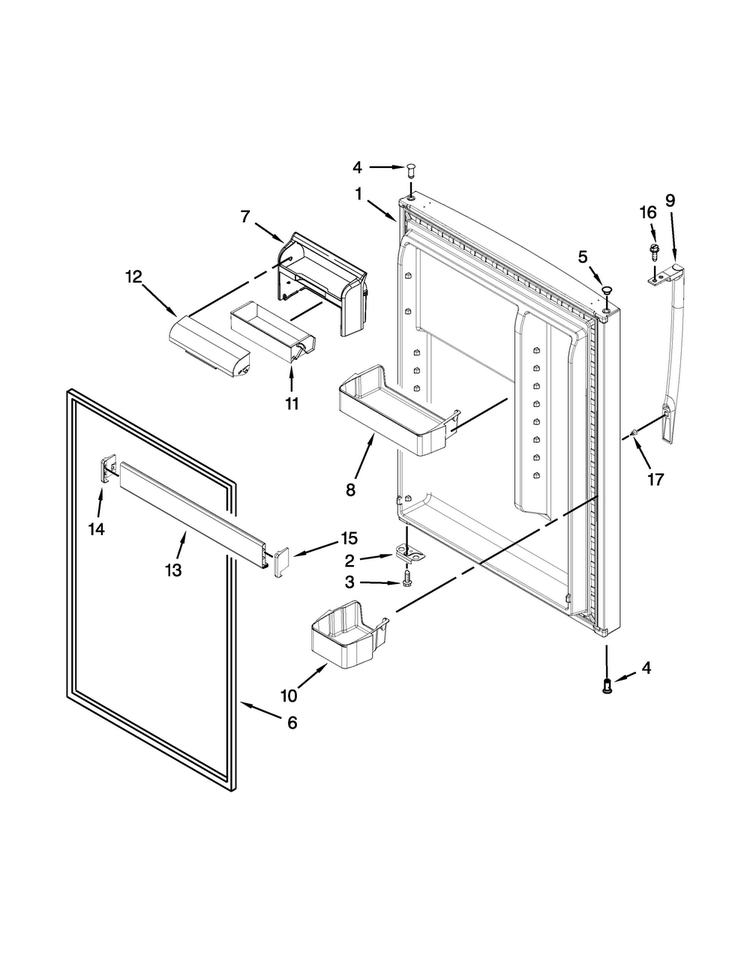 Refrigerator Door Parts Diagram and Parts List for M9RXDGFYW11  Maytag Refrigerator