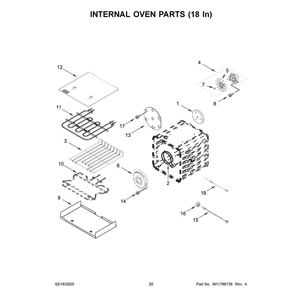 Internal Oven Parts (18 In) Diagram and Parts List for JPIGC748RL00  Jenn-Air Range
