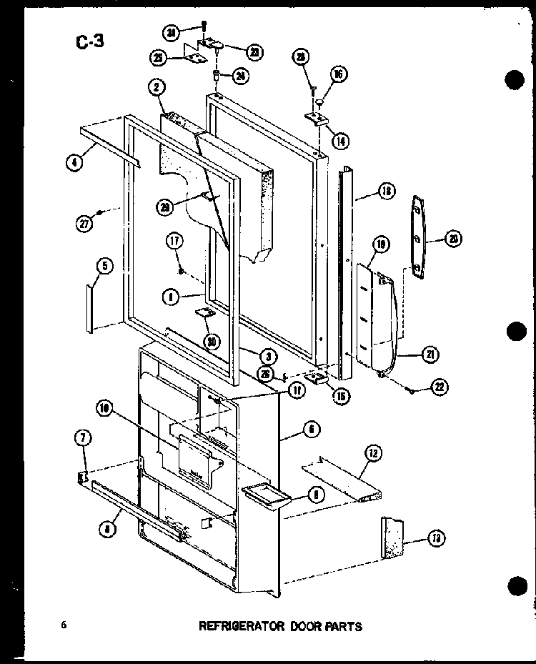 Refrigerator Door Parts Diagram and Parts List for ESBFC16C-C-P60235-19WC  Amana Refrigerator