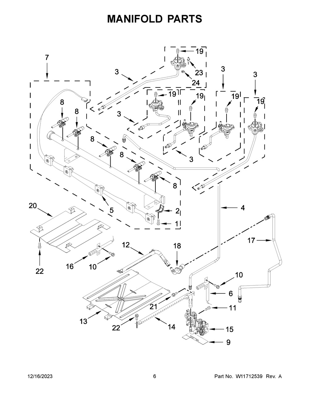 Manifold Parts Diagram and Parts List for MGR6600FB7  Maytag Range