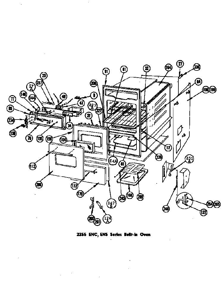 Double Ovens Diagram and Parts List for 2255ENS  Jenn-Air Range