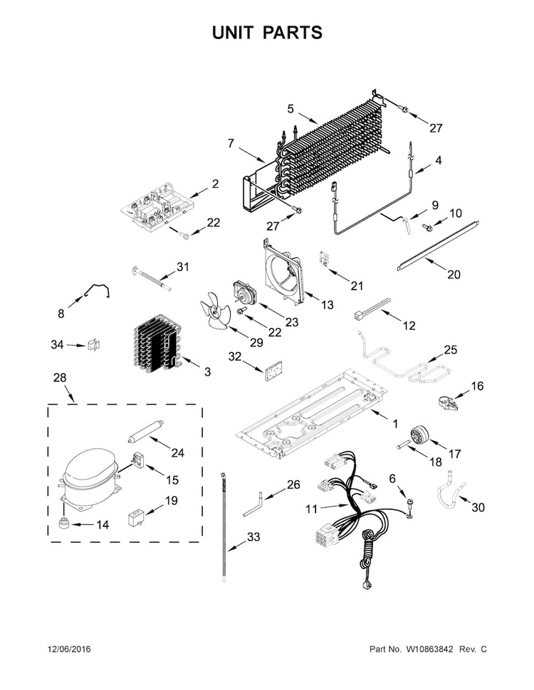 Unit Parts Diagram and Parts List for ART318FFDB02  Amana Refrigerator