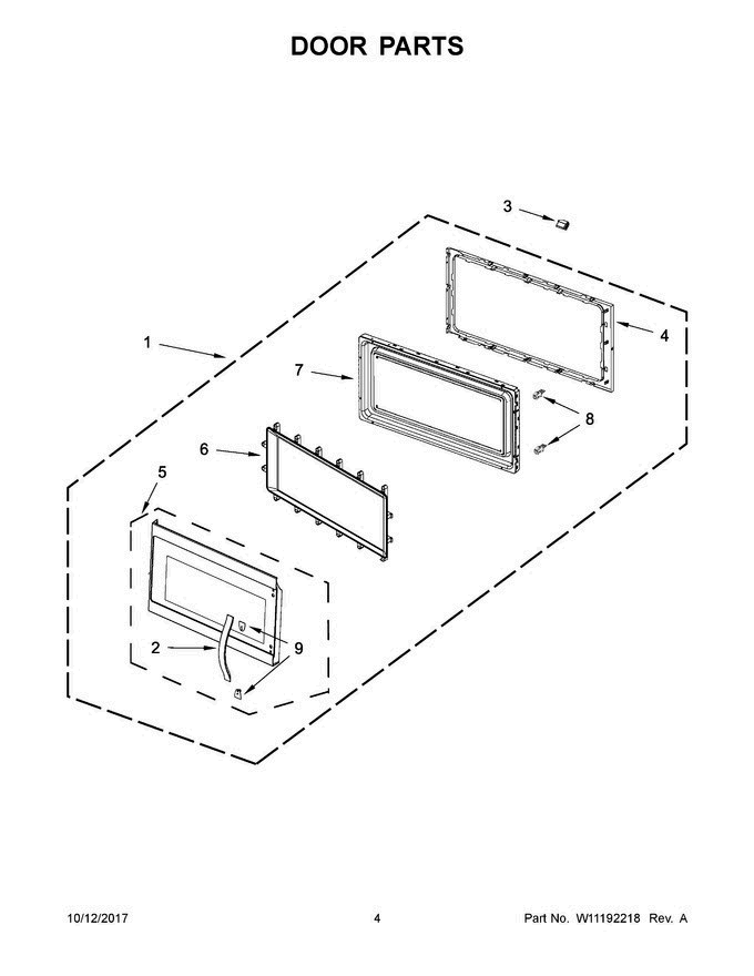03 - Door Parts Diagram and Parts List for AMV6502REB4  Amana Microwave Oven Combo