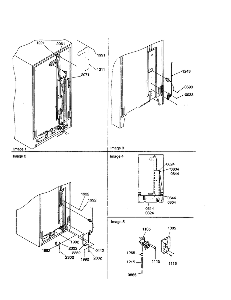 Cabinet Back Diagram and Parts List for SRI21VL-P1315601WL  Amana Refrigerator