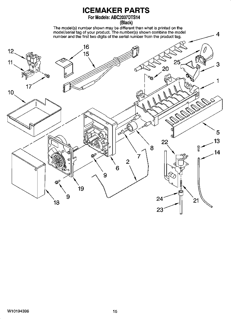 ICEMAKER PARTS, OPTIONAL PARTS (NOT INCLUDED) Diagram and Parts List for ABC2037DTS14  Amana Refrigerator