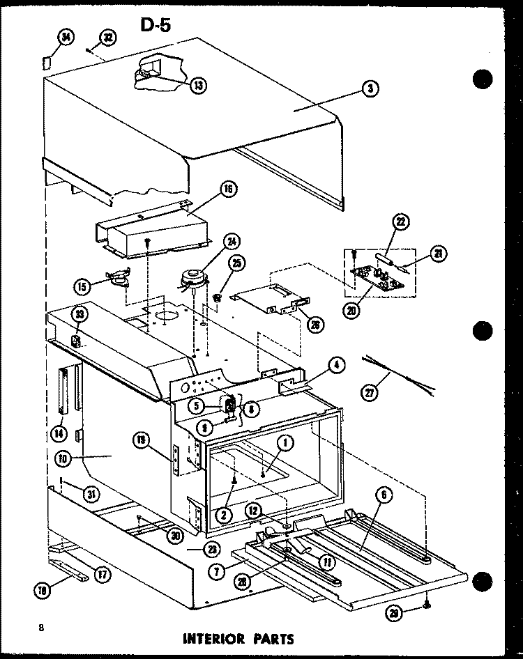 INTERIOR PARTS Diagram and Parts List for RC7A-PB P7265103M Amana Microwave