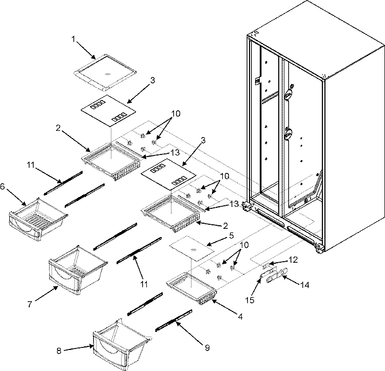 CRISPER ASSEMBLY Diagram and Parts List for MCD2257KES  Maytag Refrigerator