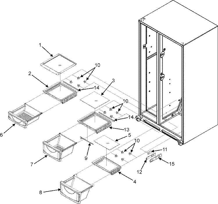 CRISPER ASSEMBLY Diagram and Parts List for MSD2351KES  Maytag Refrigerator