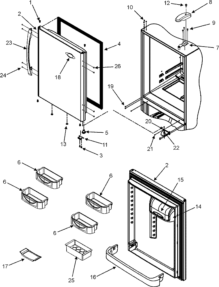 REFRIGERATOR DOOR Diagram and Parts List for MBF2256KEW  Maytag Refrigerator