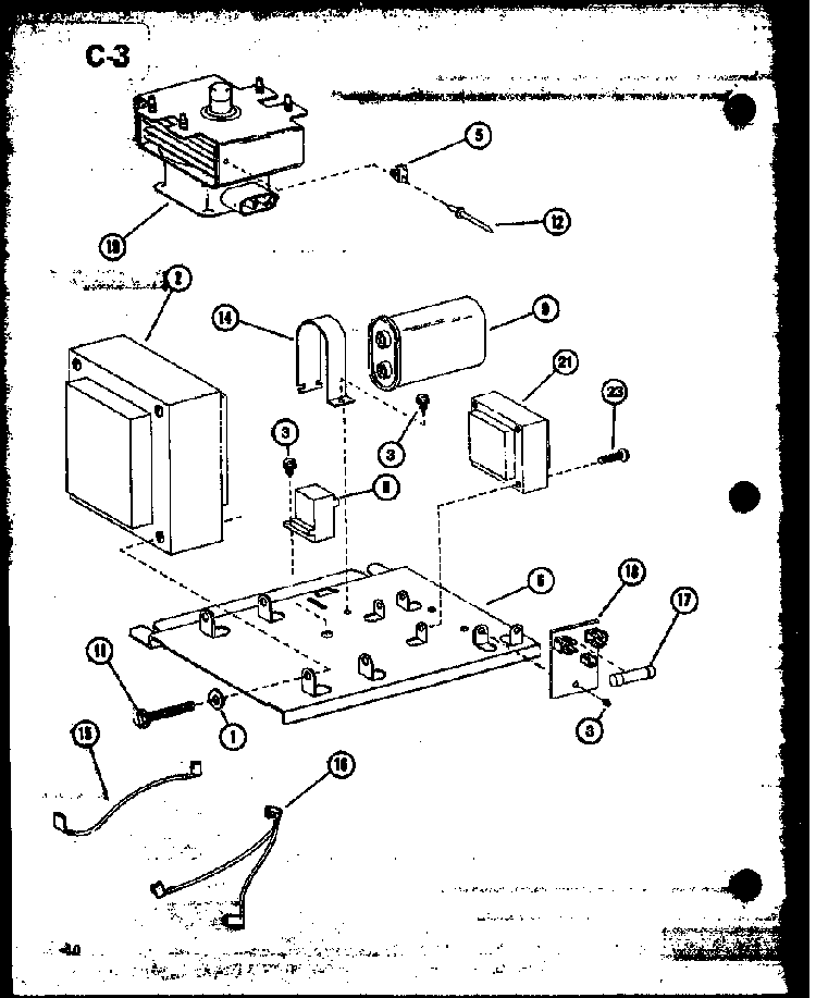 Transformer And Magnetron Diagram and Parts List for RL6-10ET P76383-1M Amana Microwave