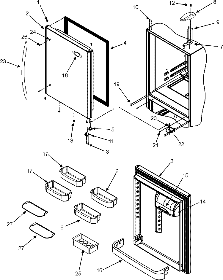 REFRIGERATOR DOOR Diagram and Parts List for MBL2255KES  Maytag Refrigerator