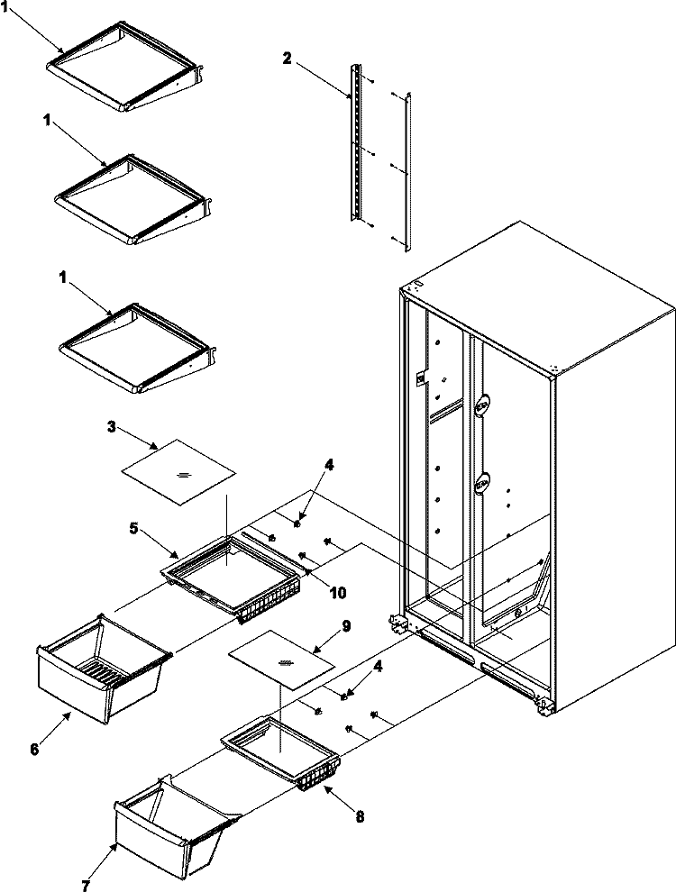 CRISPER ASSY & REF SHELF Diagram and Parts List for ASD2621KRZ  Amana Refrigerator