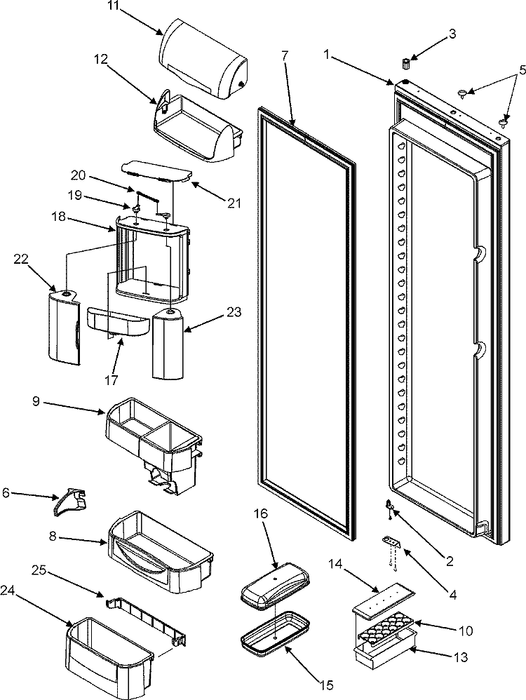 REFRIGERATOR DOOR Diagram and Parts List for MSD2660KES  Maytag Refrigerator