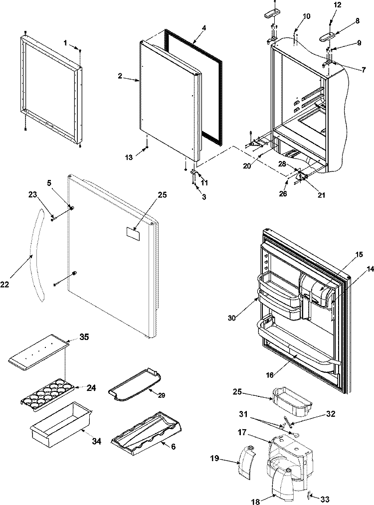 REFRIGERATOR DOOR Diagram and Parts List for ABL2037FES ABL2037FES0 Amana Refrigerator