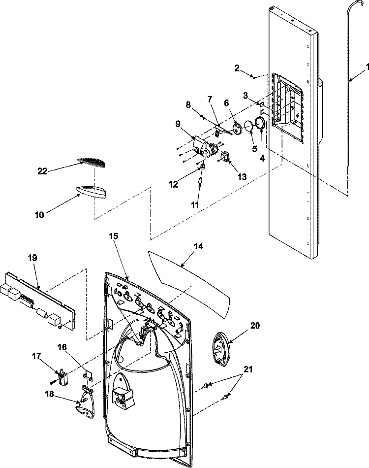 FZ DOOR AND FACADE Diagram and Parts List for ACD2234KRS  Amana Refrigerator