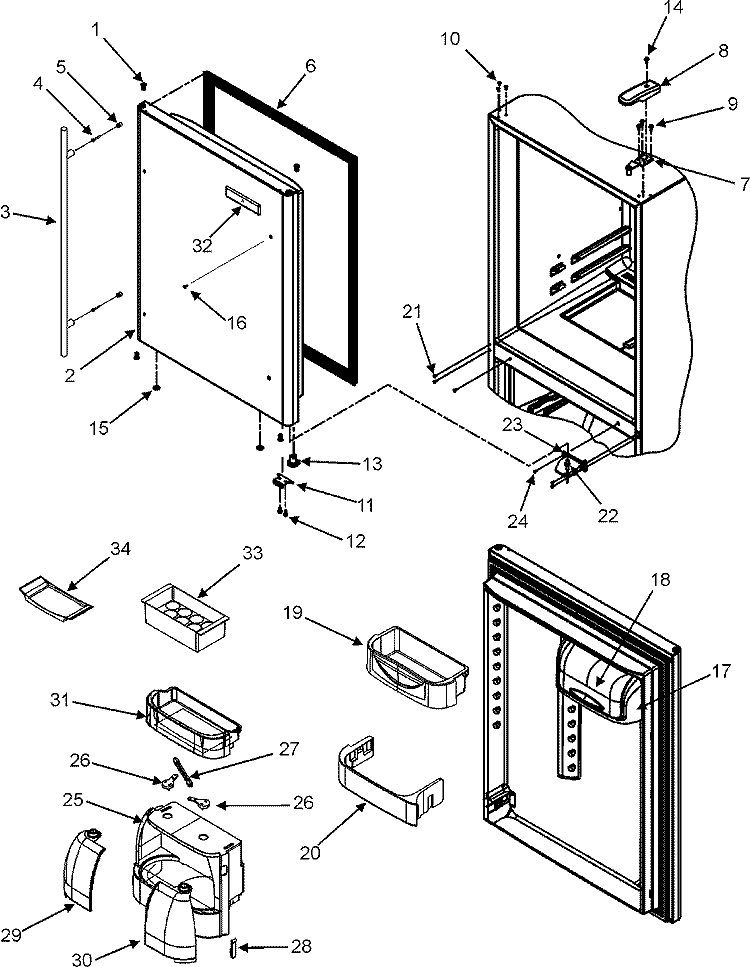 REFRIGERATOR DOOR Diagram and Parts List for JBD2286KEW  Jenn-Air Refrigerator