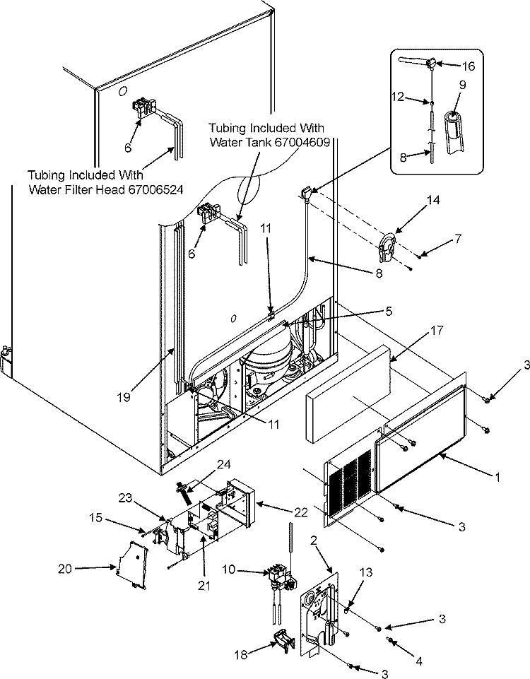 CABINET BACK Diagram and Parts List for JBD2286KEW  Jenn-Air Refrigerator