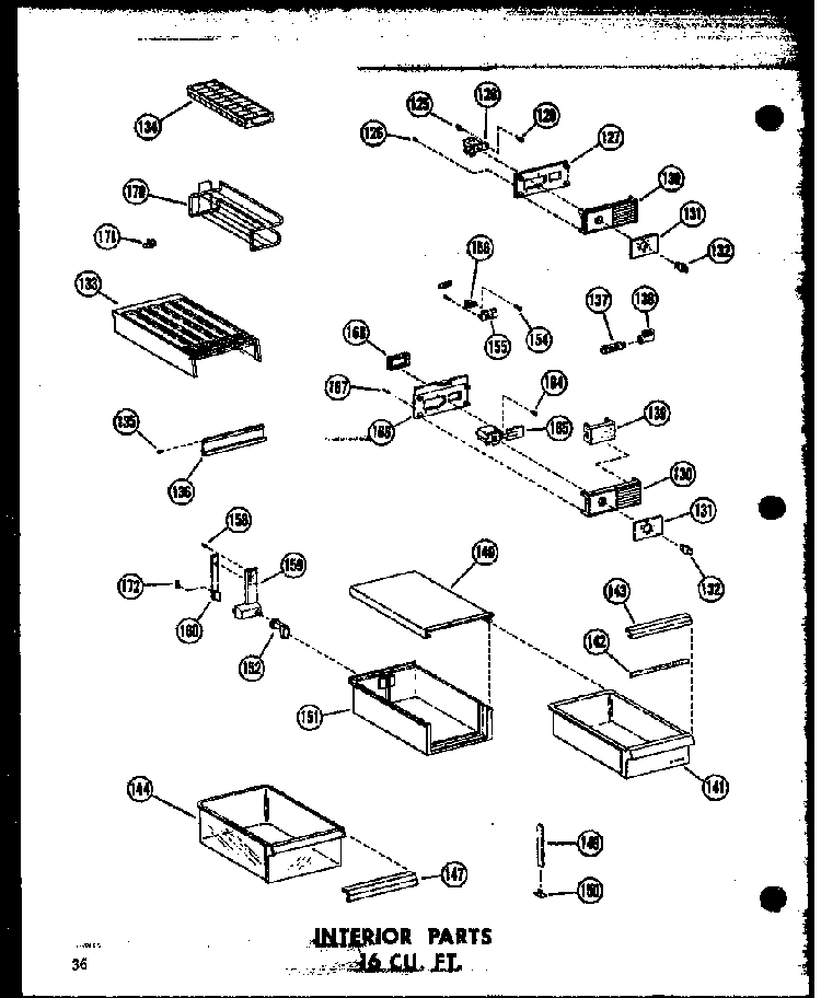 Interior Parts 16 Cu. Ft. Diagram and Parts List for T16N-C-P60236-42WC  Amana Refrigerator