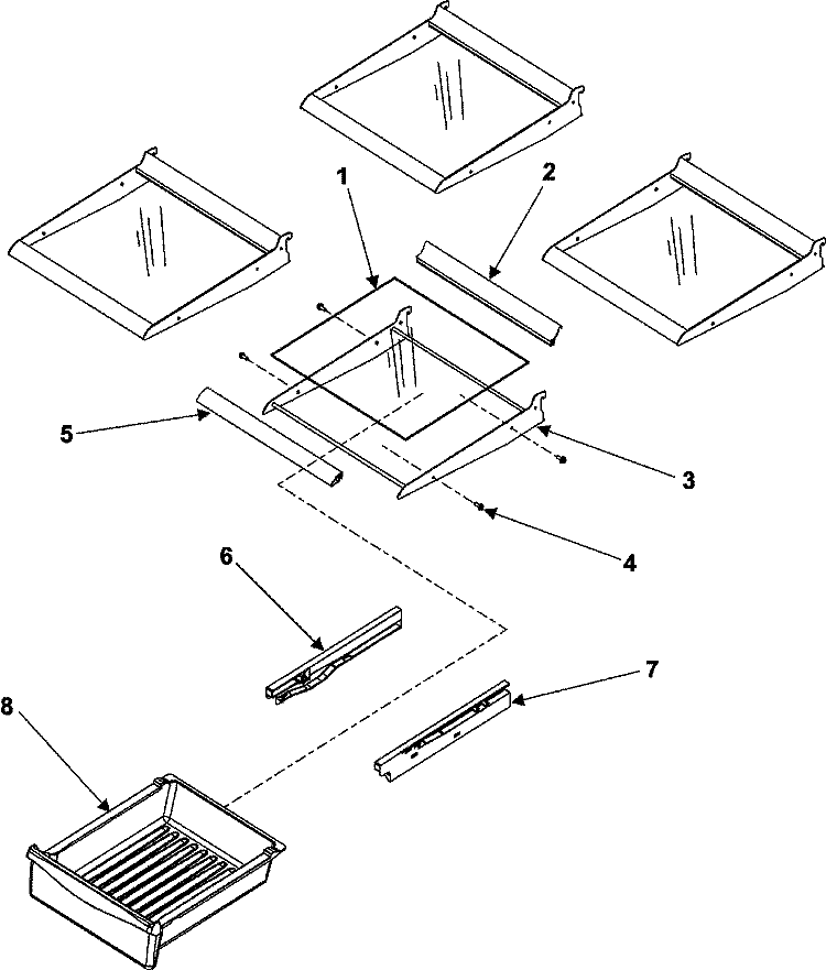 REFRIGERATOR SHELVES Diagram and Parts List for MBR1952KES  Maytag Refrigerator