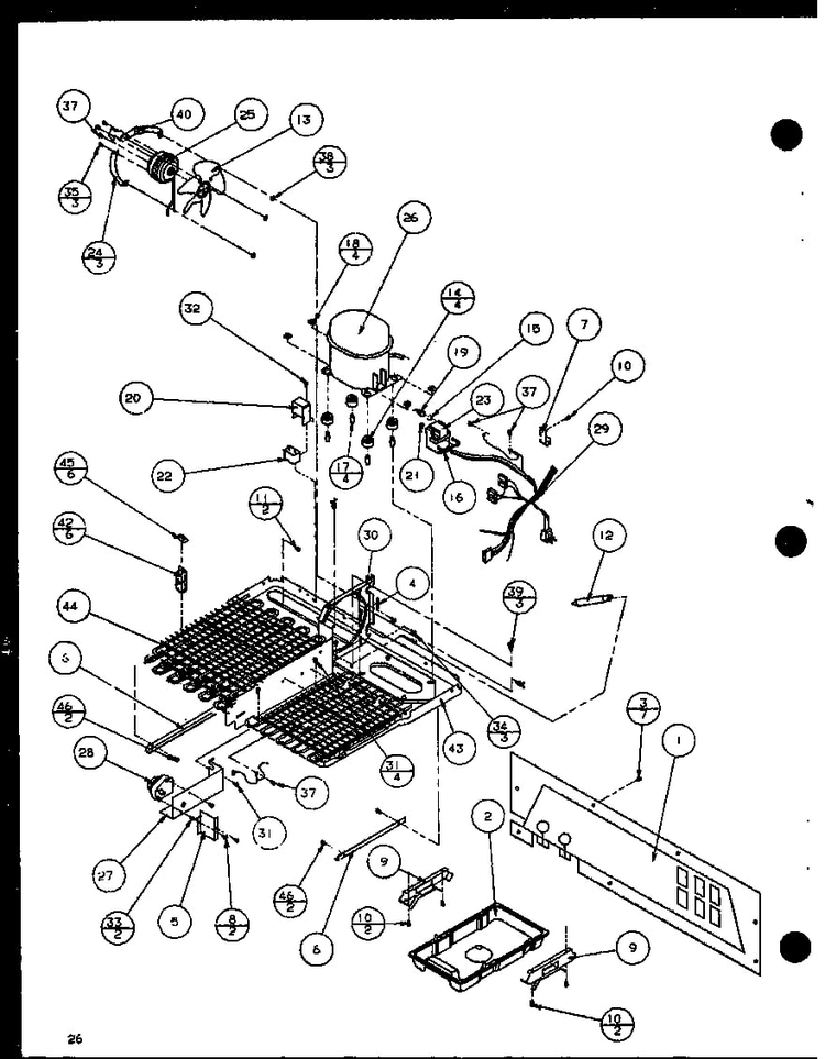 Machine Compartment Panasonic Compressor Diagram and Parts List for SLD25M2G-P1121107WG  Amana Refrigerator