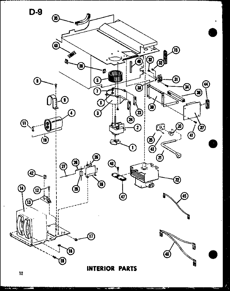 INTERIOR PARTS Diagram and Parts List for RC7A-PB P7265103M Amana Microwave